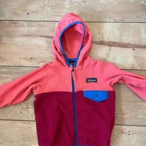 Patagonia Pink and Blue Fleece Hoodie